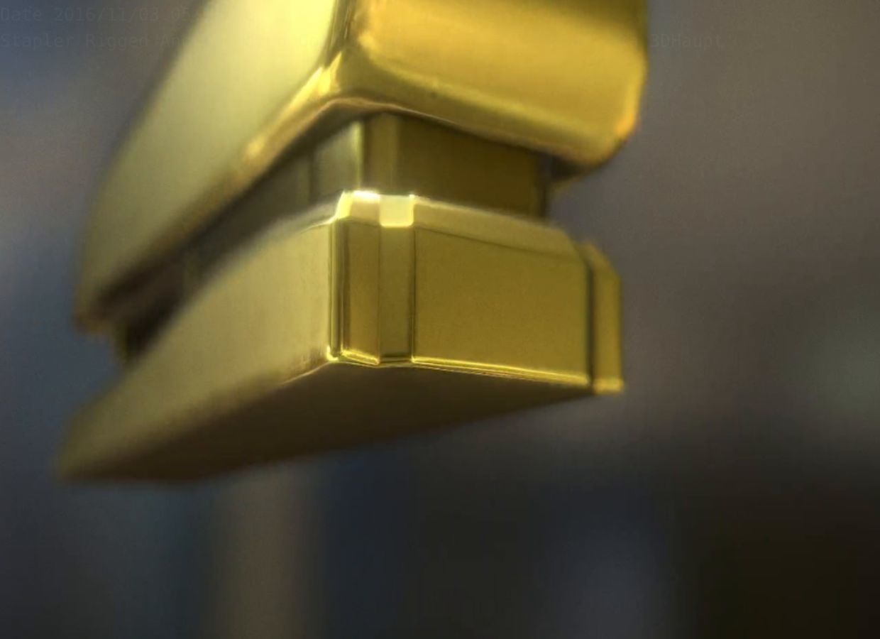 Stapler Rigged And Animated Gold Version Low-poly 3D model_23