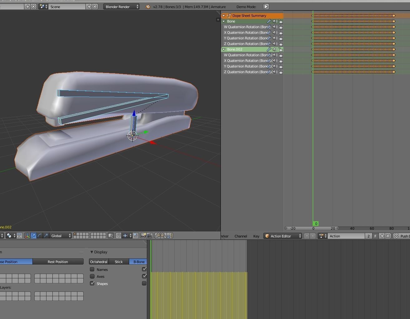 Stapler Rigged And Animated Gold Version Low-poly 3D model_8
