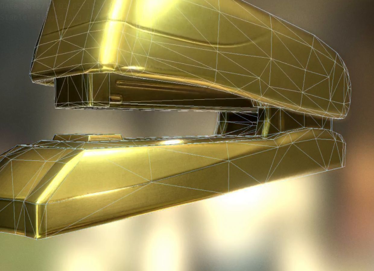 Stapler Rigged And Animated Gold Version Low-poly 3D model_37