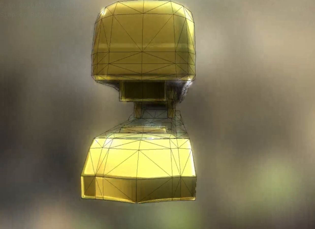 Stapler Rigged And Animated Gold Version Low-poly 3D model_49