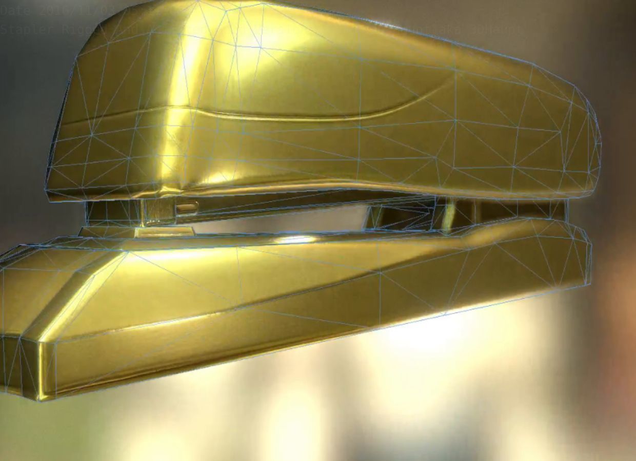 Stapler Rigged And Animated Gold Version Low-poly 3D model_32