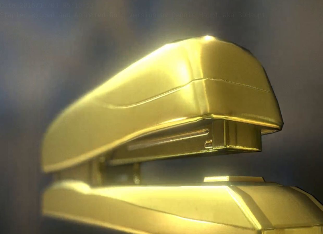 Stapler Rigged And Animated Gold Version Low-poly 3D model_19