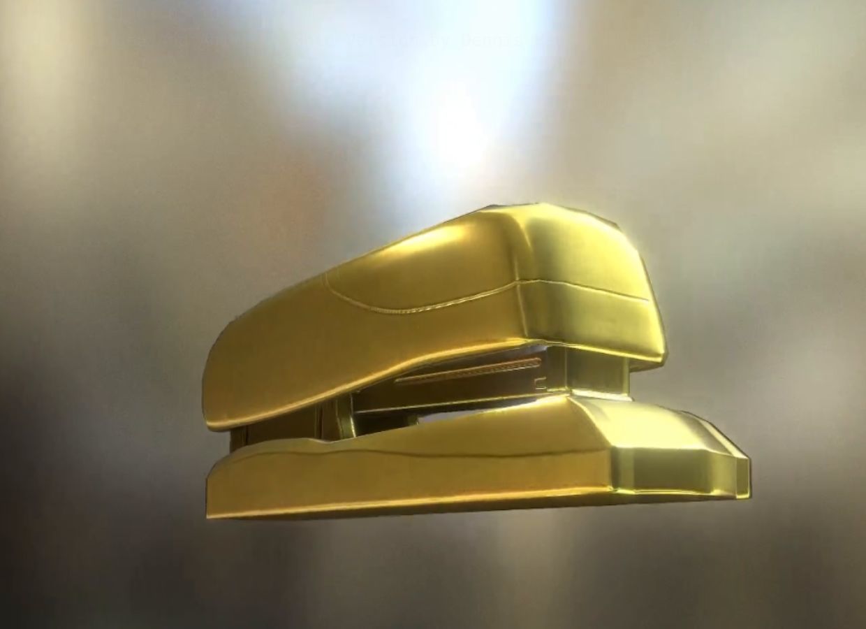 Stapler Rigged And Animated Gold Version Low-poly 3D model_7