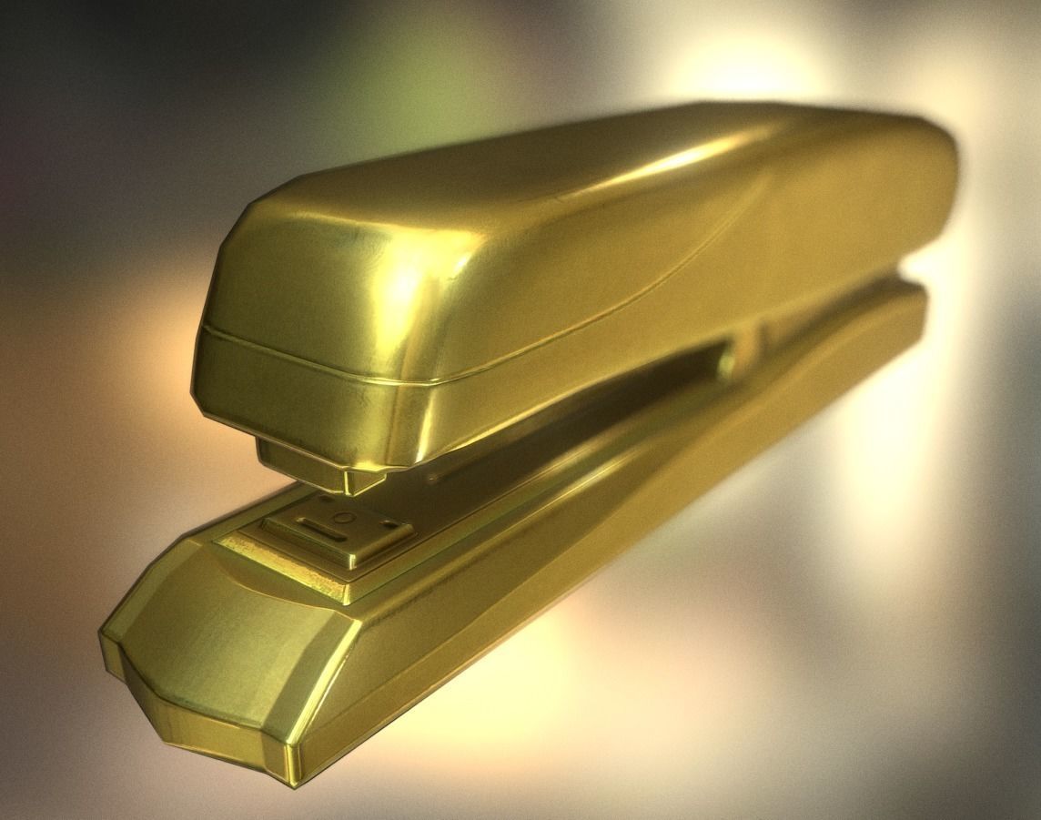 Stapler Rigged And Animated Gold Version Low-poly 3D model_0