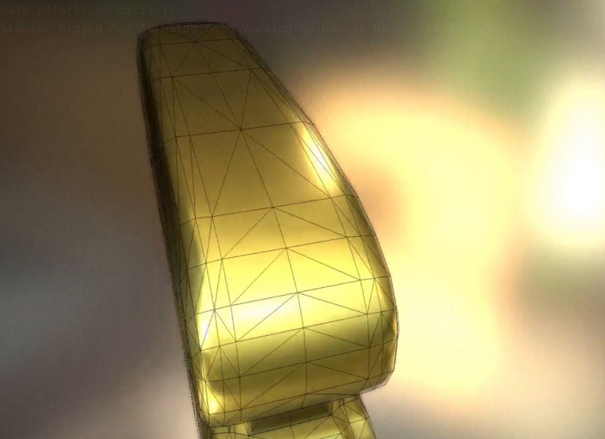 Stapler Rigged And Animated Gold Version Low-poly 3D model_41