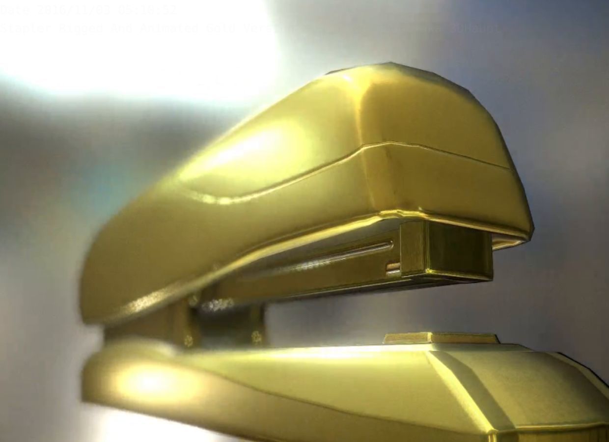 Stapler Rigged And Animated Gold Version Low-poly 3D model_16