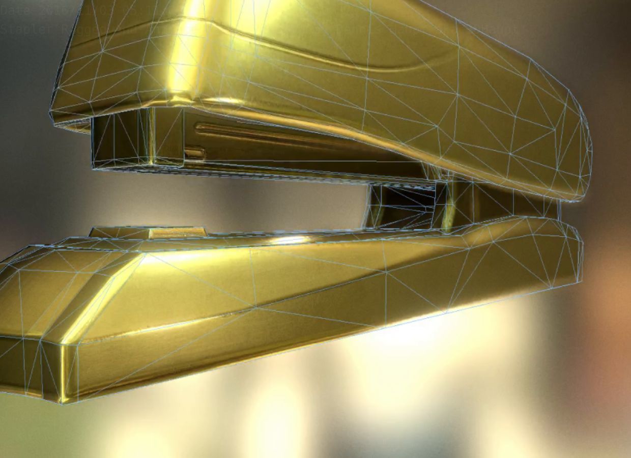 Stapler Rigged And Animated Gold Version Low-poly 3D model_36
