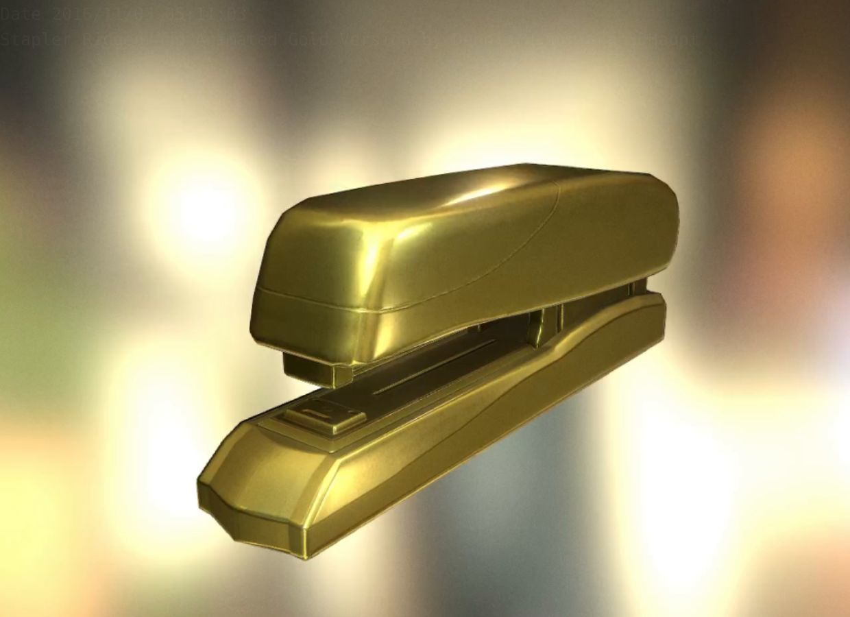 Stapler Rigged And Animated Gold Version Low-poly 3D model_46