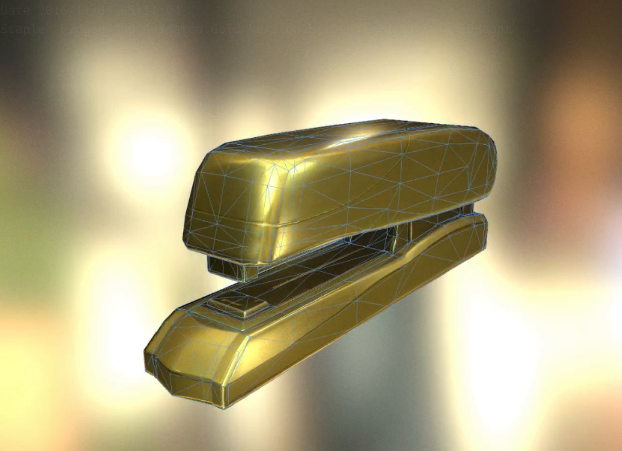 Stapler Rigged And Animated Gold Version Low-poly 3D model_26