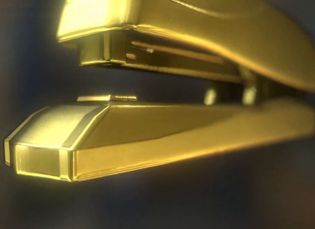 Stapler Rigged And Animated Gold Version Low-poly 3D model_22