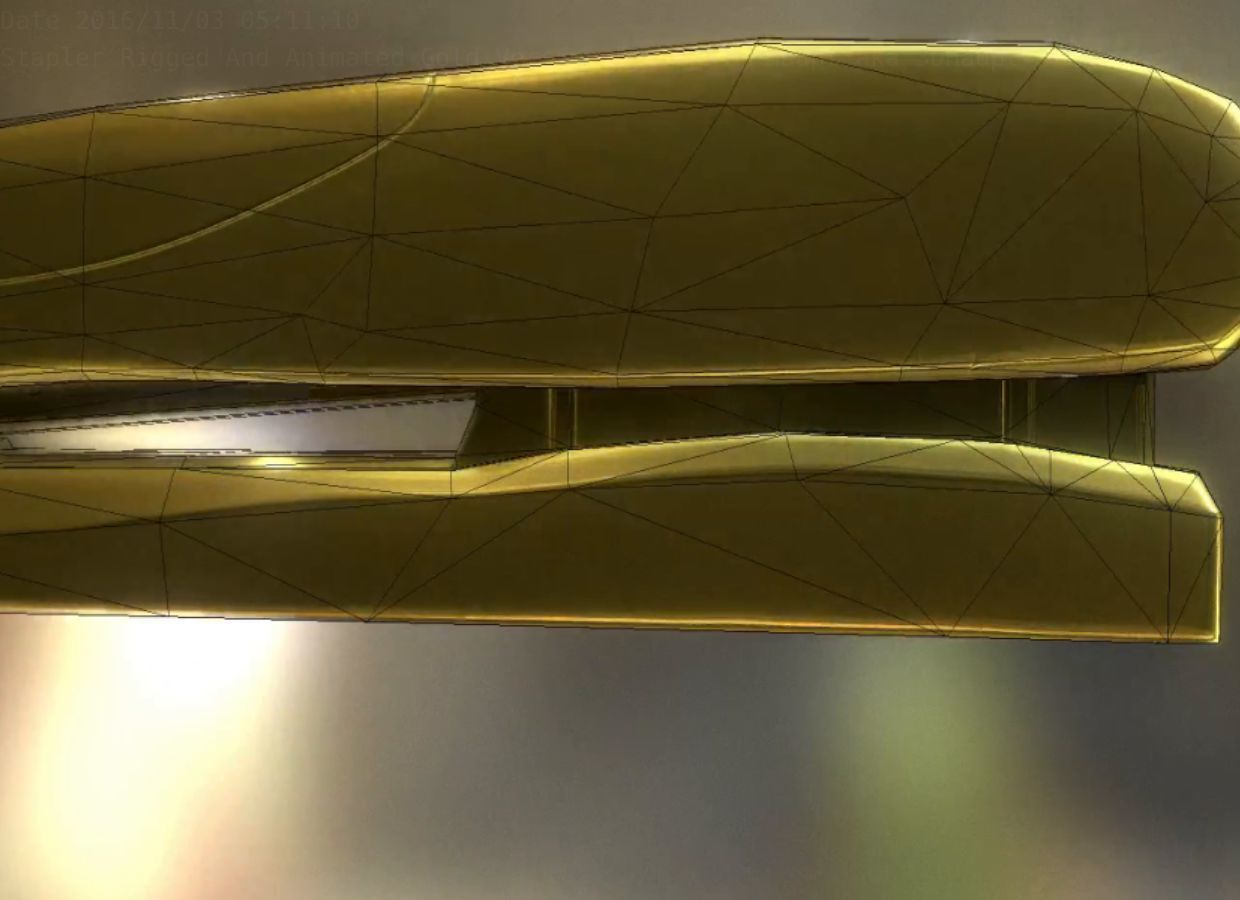 Stapler Rigged And Animated Gold Version Low-poly 3D model_42