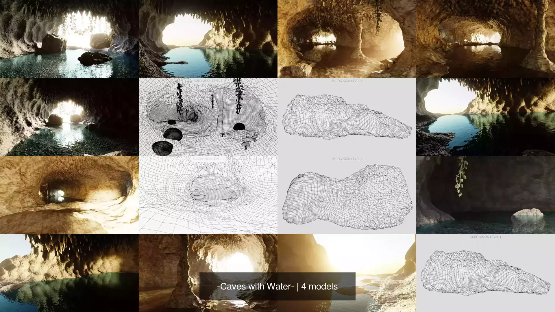-Caves with Water- 3D Model Collection_1