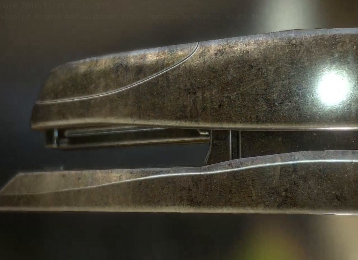 Stapler Rigged And Animated Brass Version Low-poly 3D model_59