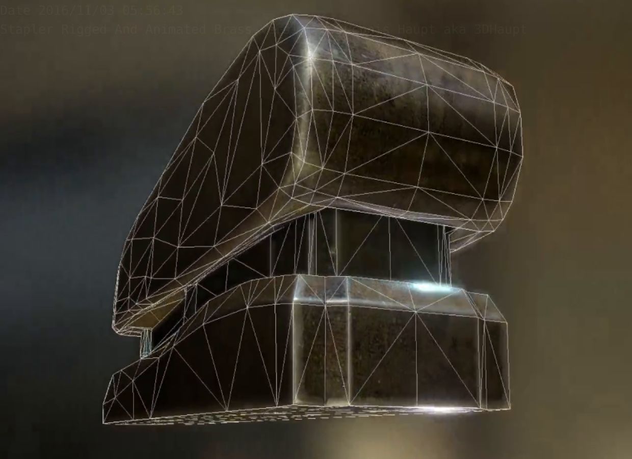 Stapler Rigged And Animated Brass Version Low-poly 3D model_35