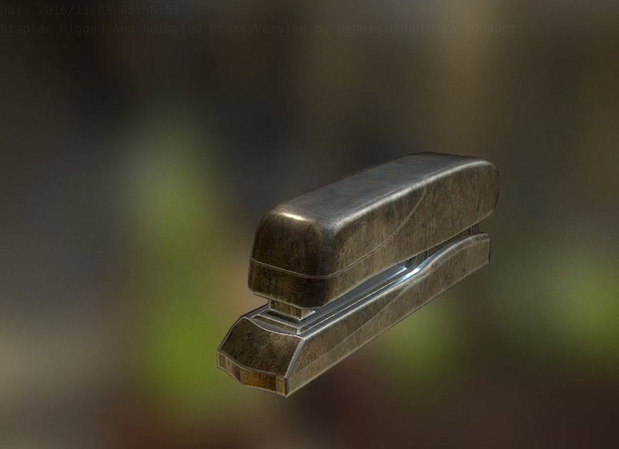 Stapler Rigged And Animated Brass Version Low-poly 3D model_61
