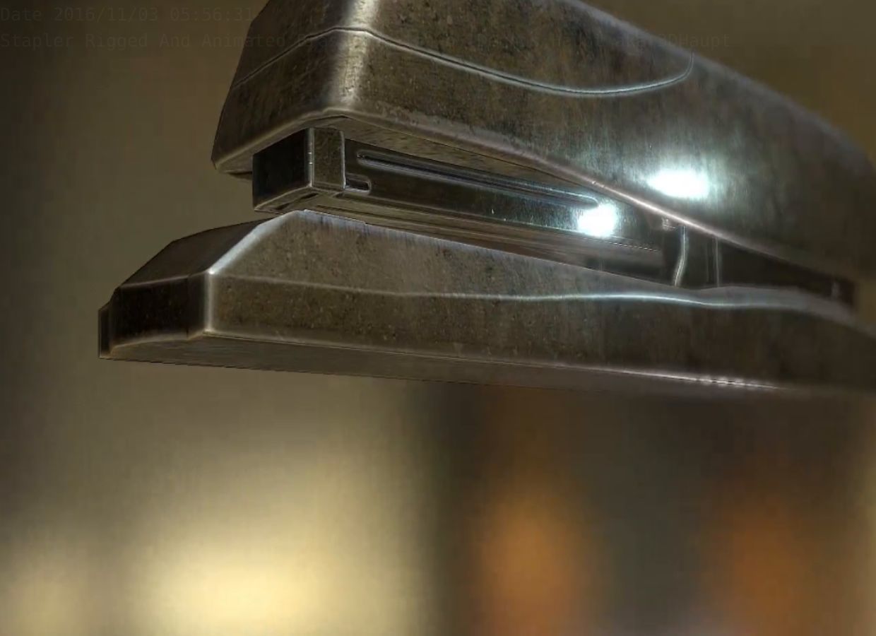 Stapler Rigged And Animated Brass Version Low-poly 3D model_47