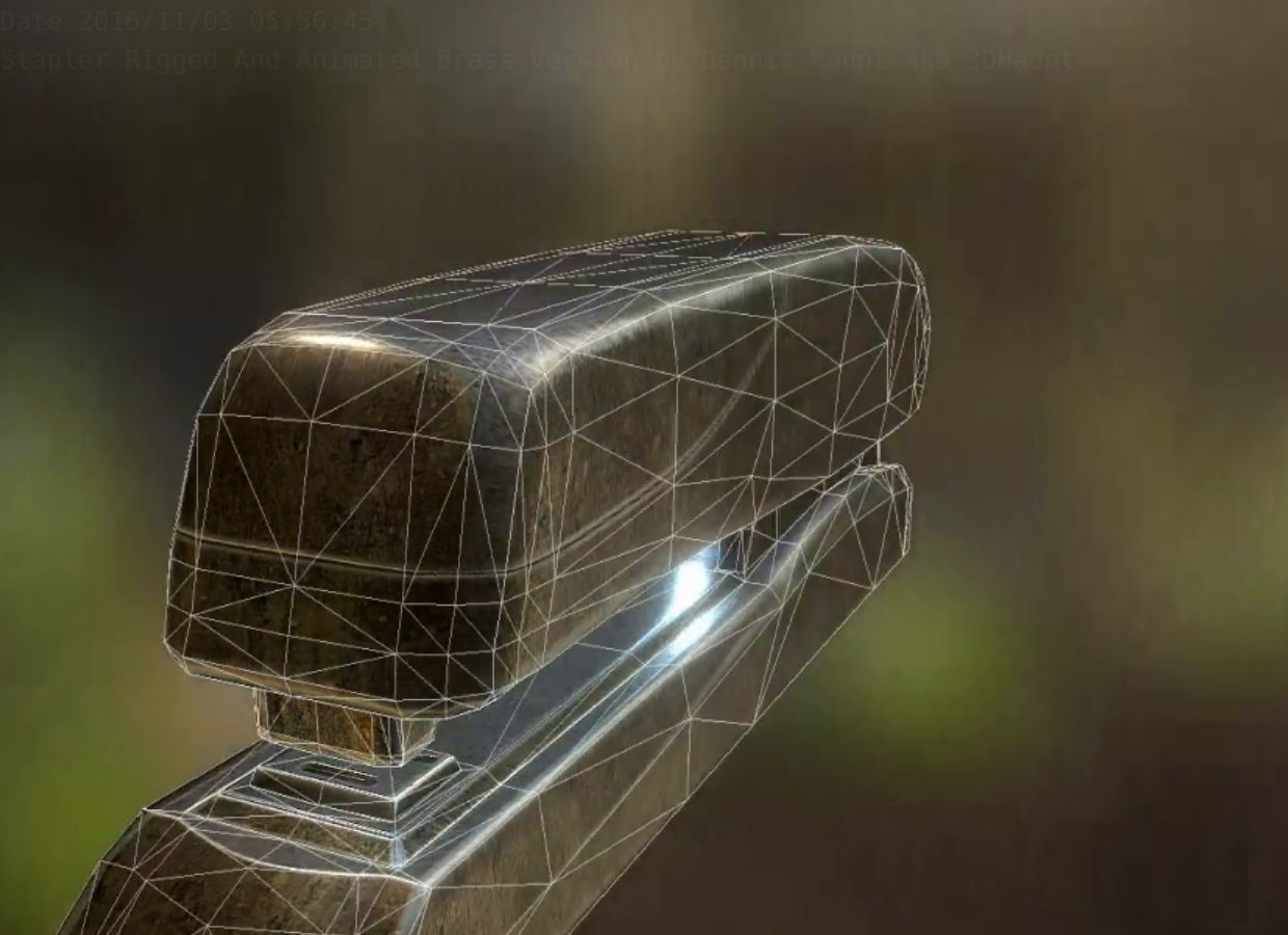 Stapler Rigged And Animated Brass Version Low-poly 3D model_36