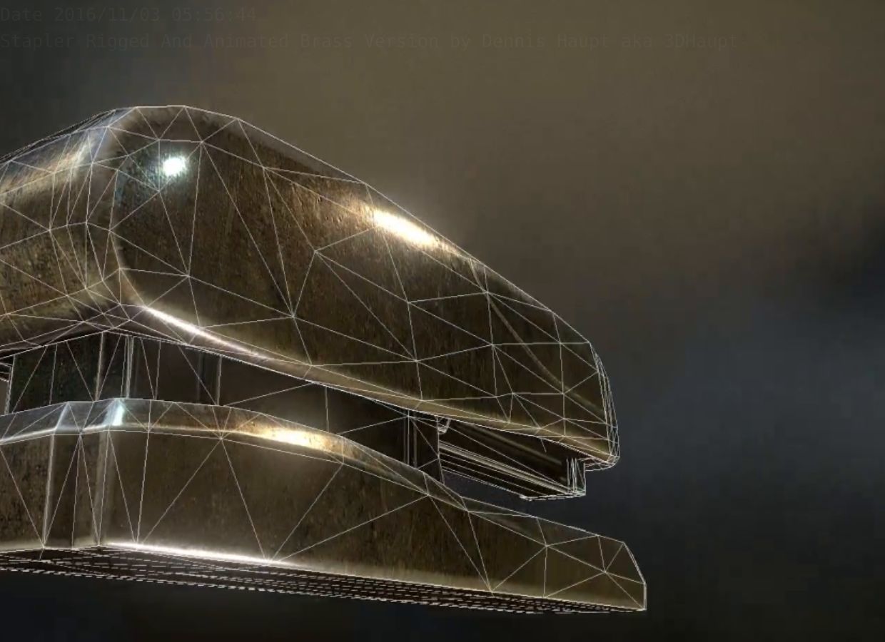 Stapler Rigged And Animated Brass Version Low-poly 3D model_57