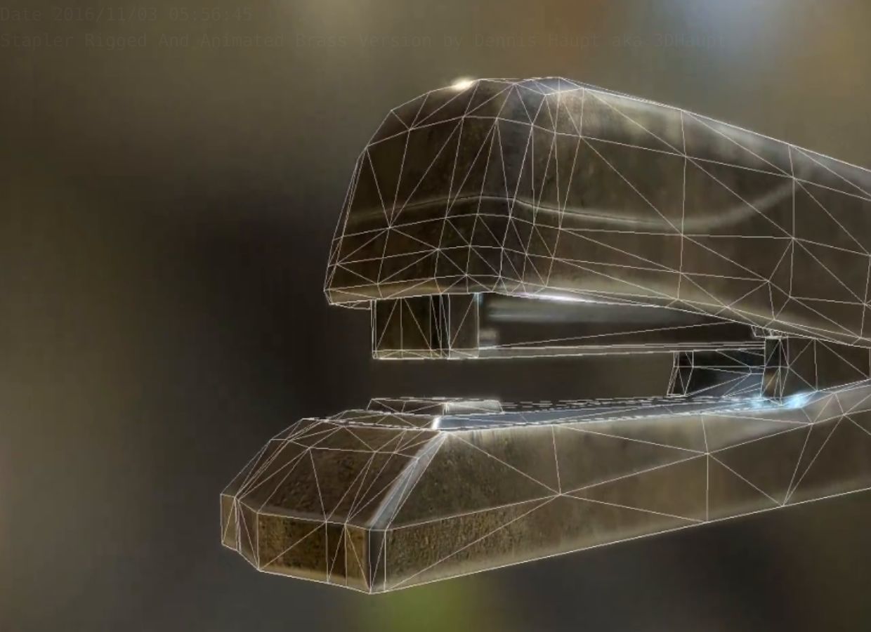 Stapler Rigged And Animated Brass Version Low-poly 3D model_37