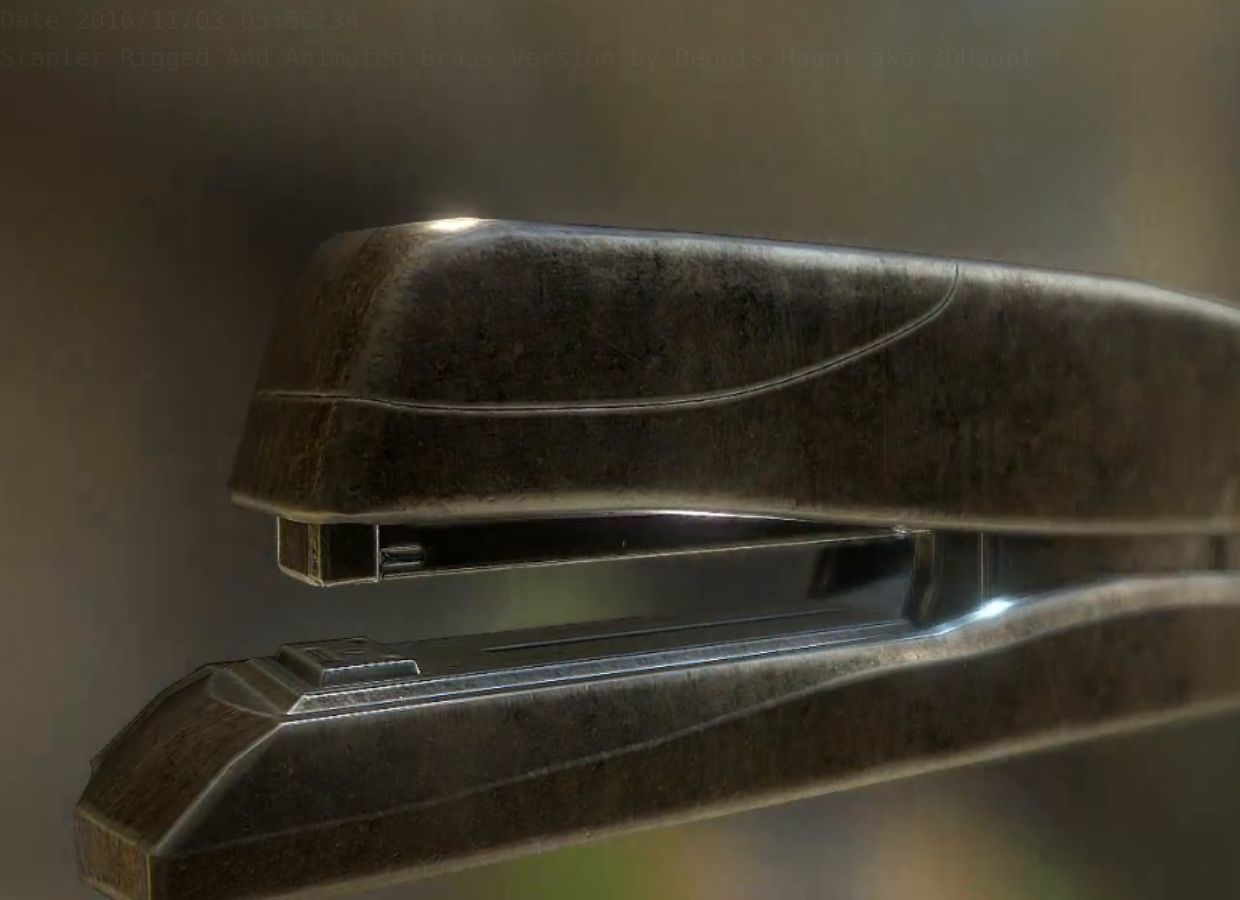 Stapler Rigged And Animated Brass Version Low-poly 3D model_7