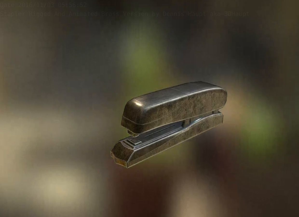 Stapler Rigged And Animated Brass Version Low-poly 3D model_63