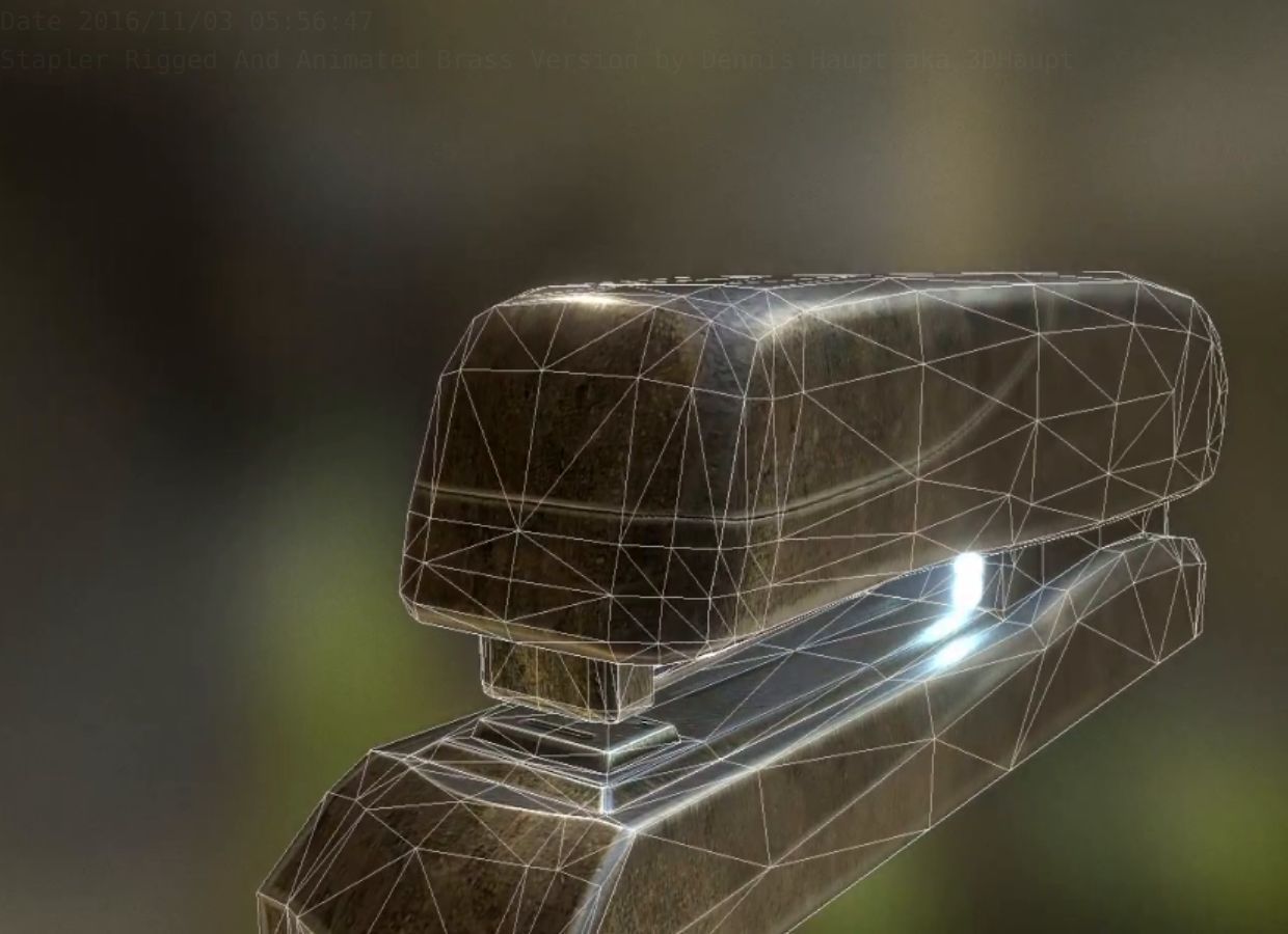Stapler Rigged And Animated Brass Version Low-poly 3D model_41