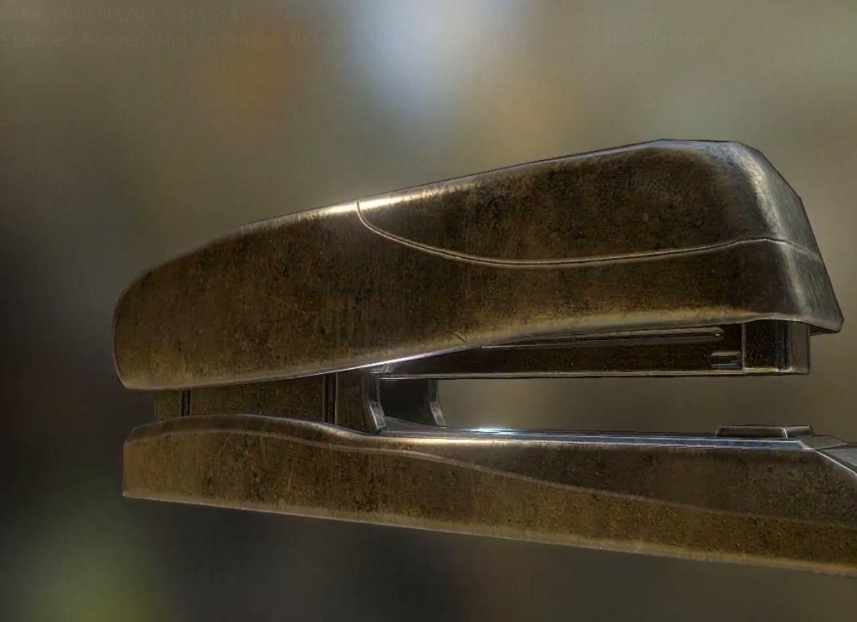 Stapler Rigged And Animated Brass Version Low-poly 3D model_21