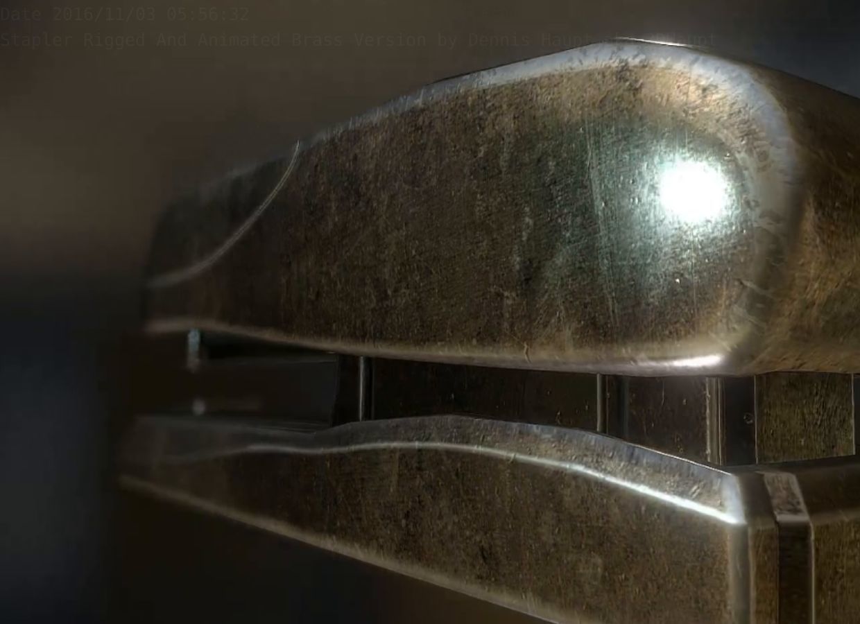 Stapler Rigged And Animated Brass Version Low-poly 3D model_17