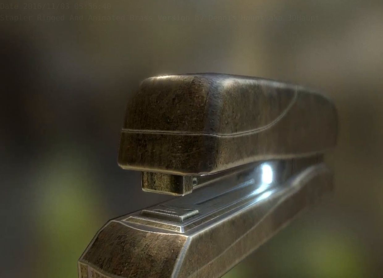 Stapler Rigged And Animated Brass Version Low-poly 3D model_27