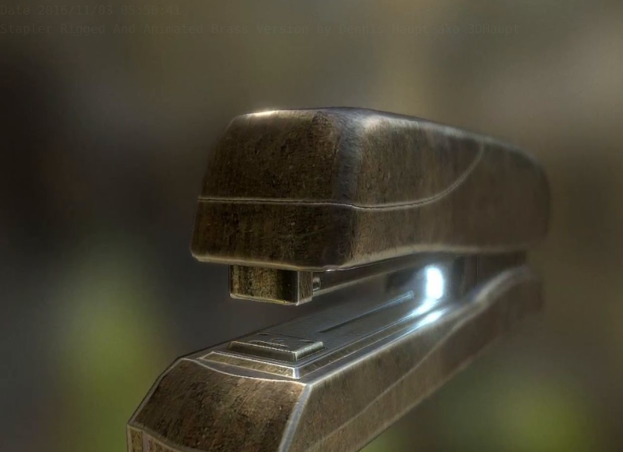 Stapler Rigged And Animated Brass Version Low-poly 3D model_33