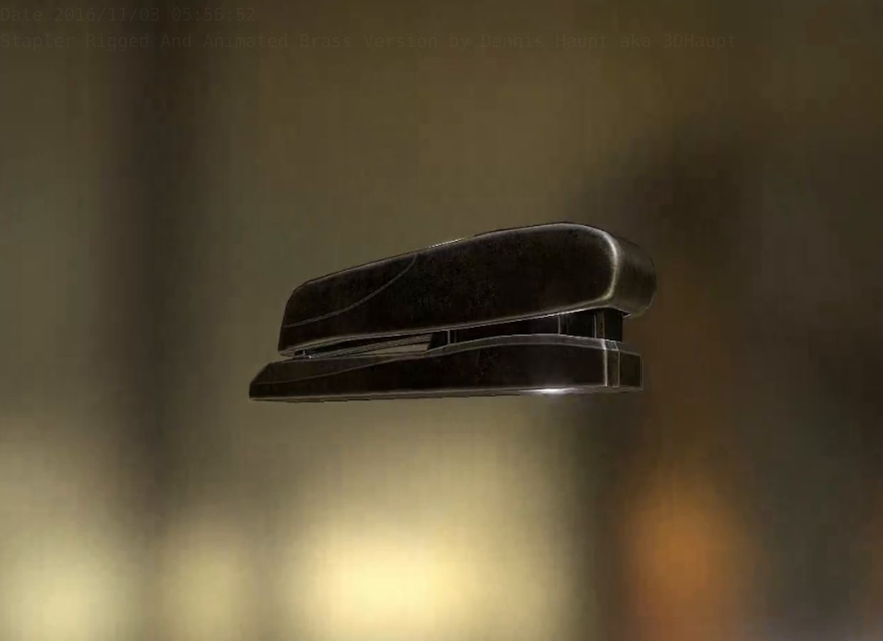 Stapler Rigged And Animated Brass Version Low-poly 3D model_65