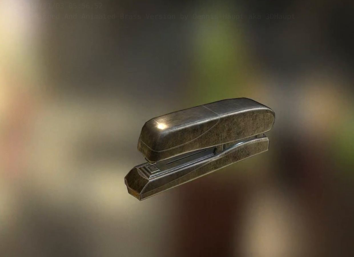 Stapler Rigged And Animated Brass Version Low-poly 3D model_64