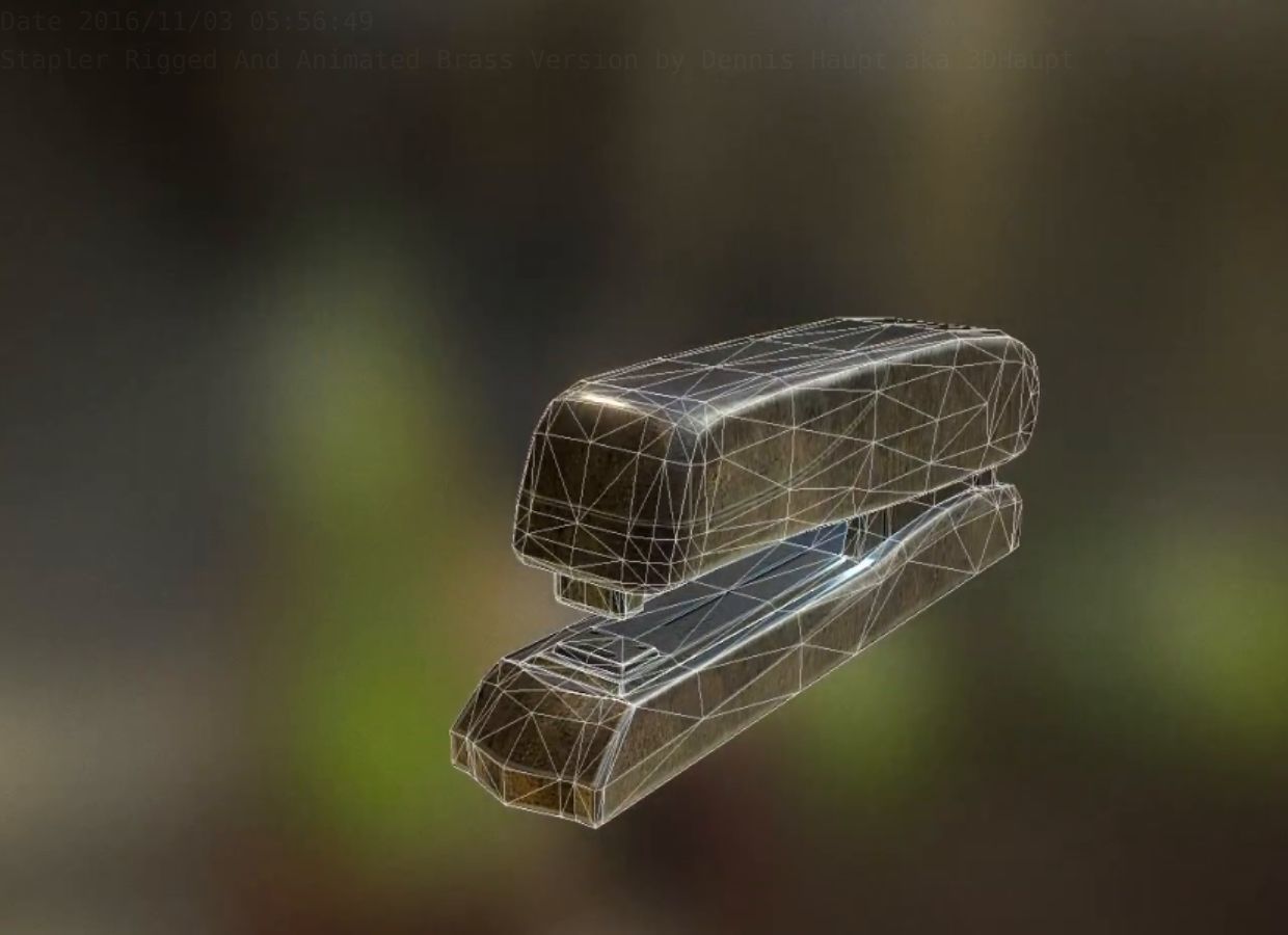 Stapler Rigged And Animated Brass Version Low-poly 3D model_56