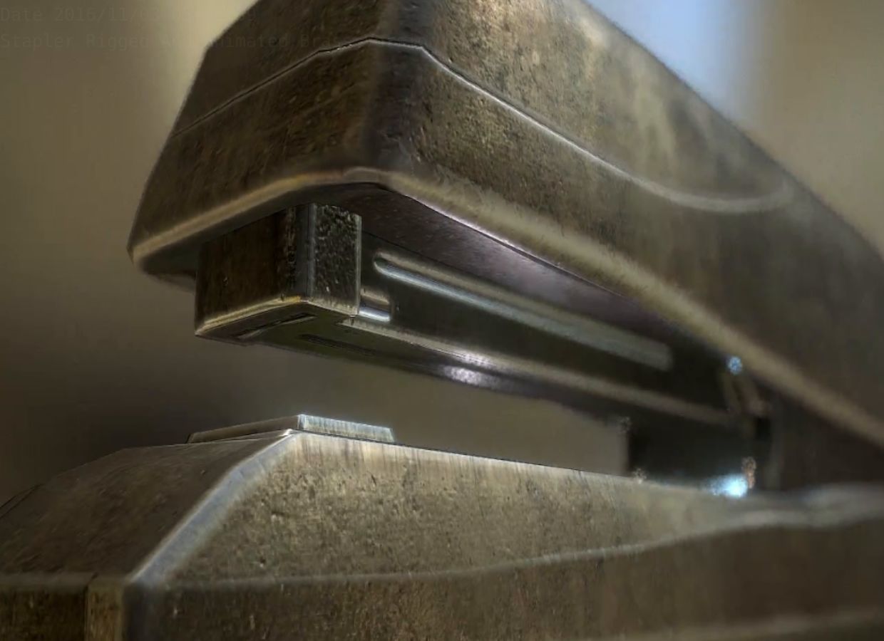 Stapler Rigged And Animated Brass Version Low-poly 3D model_29