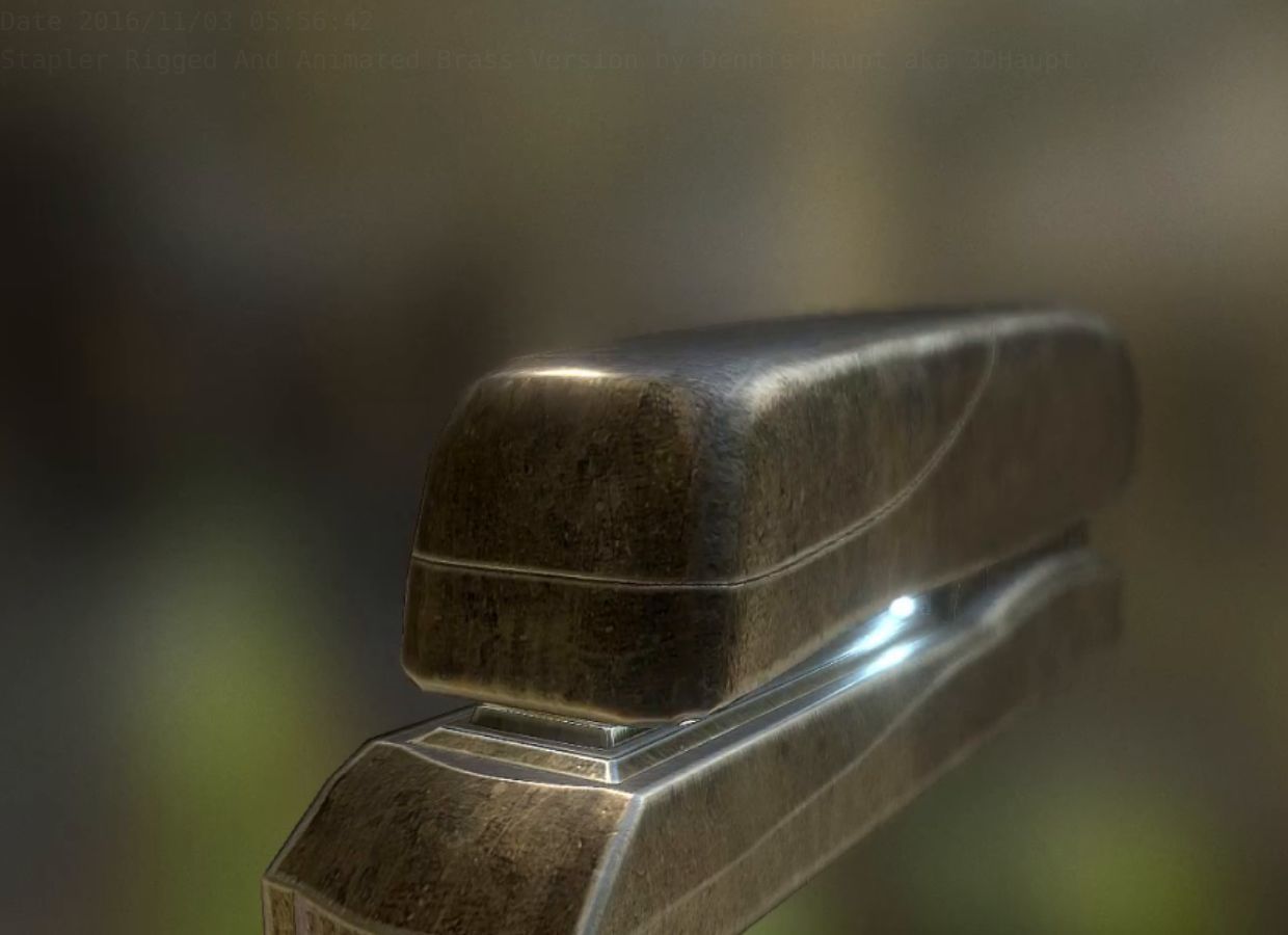 Stapler Rigged And Animated Brass Version Low-poly 3D model_32