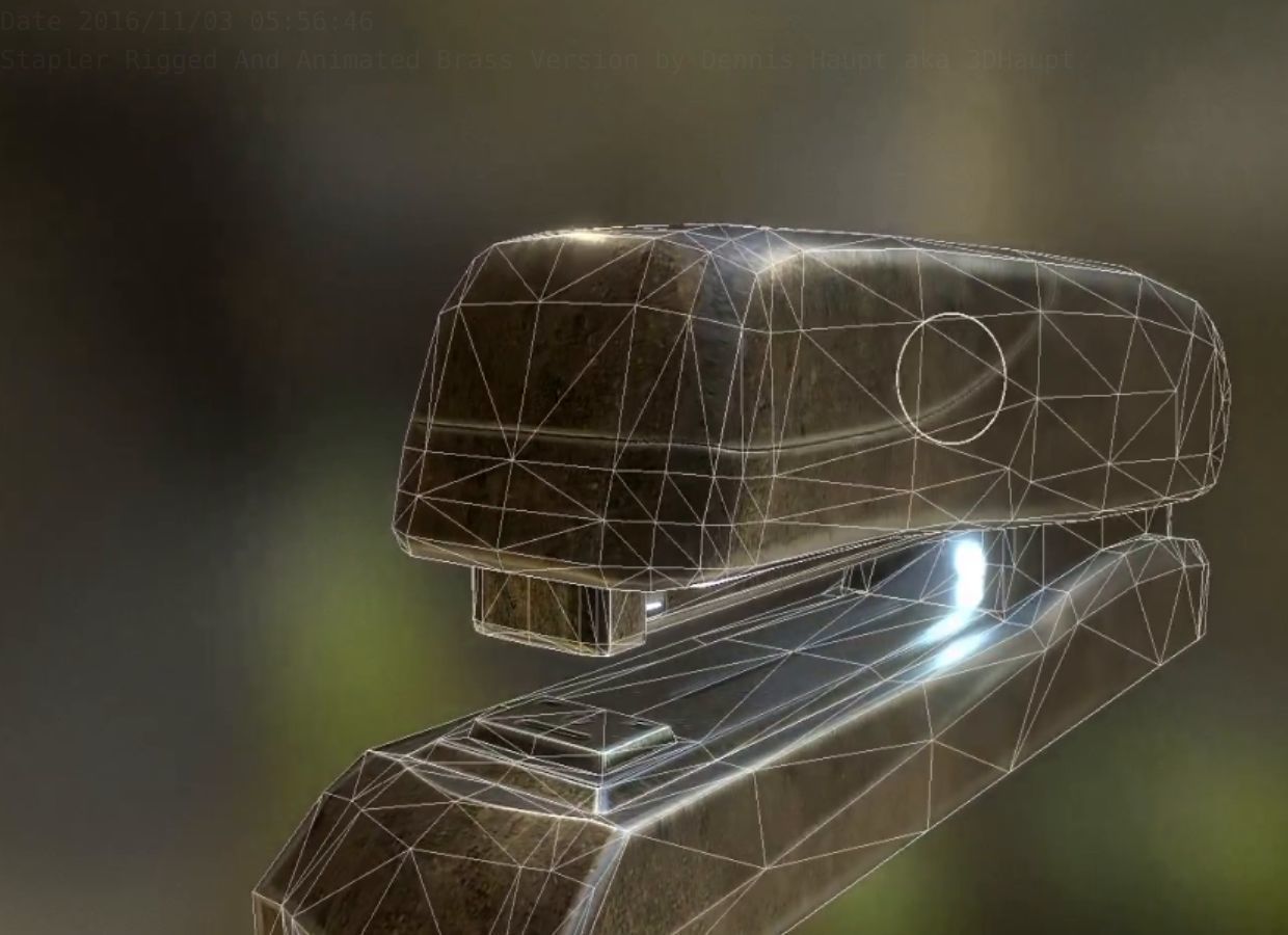 Stapler Rigged And Animated Brass Version Low-poly 3D model_40