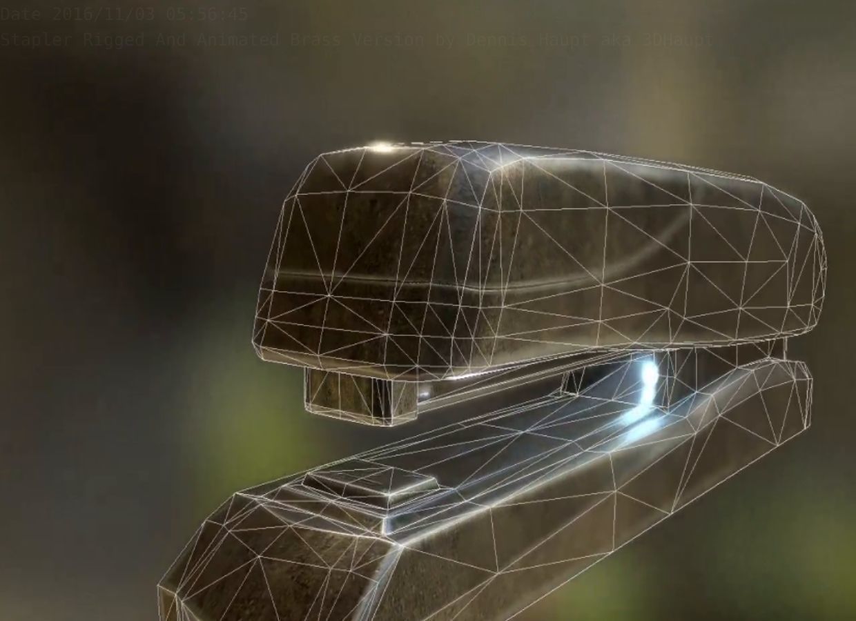Stapler Rigged And Animated Brass Version Low-poly 3D model_39