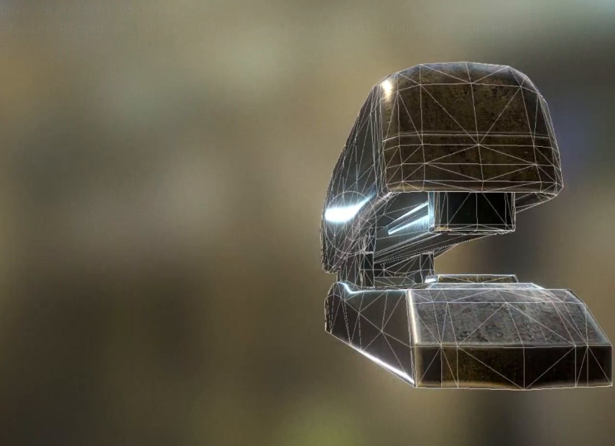 Stapler Rigged And Animated Brass Version Low-poly 3D model_54