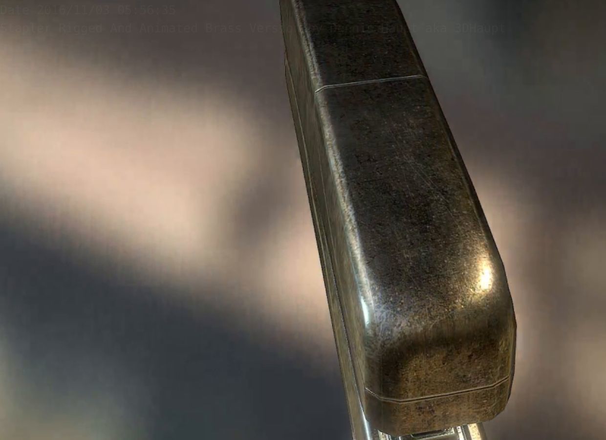 Stapler Rigged And Animated Brass Version Low-poly 3D model_16