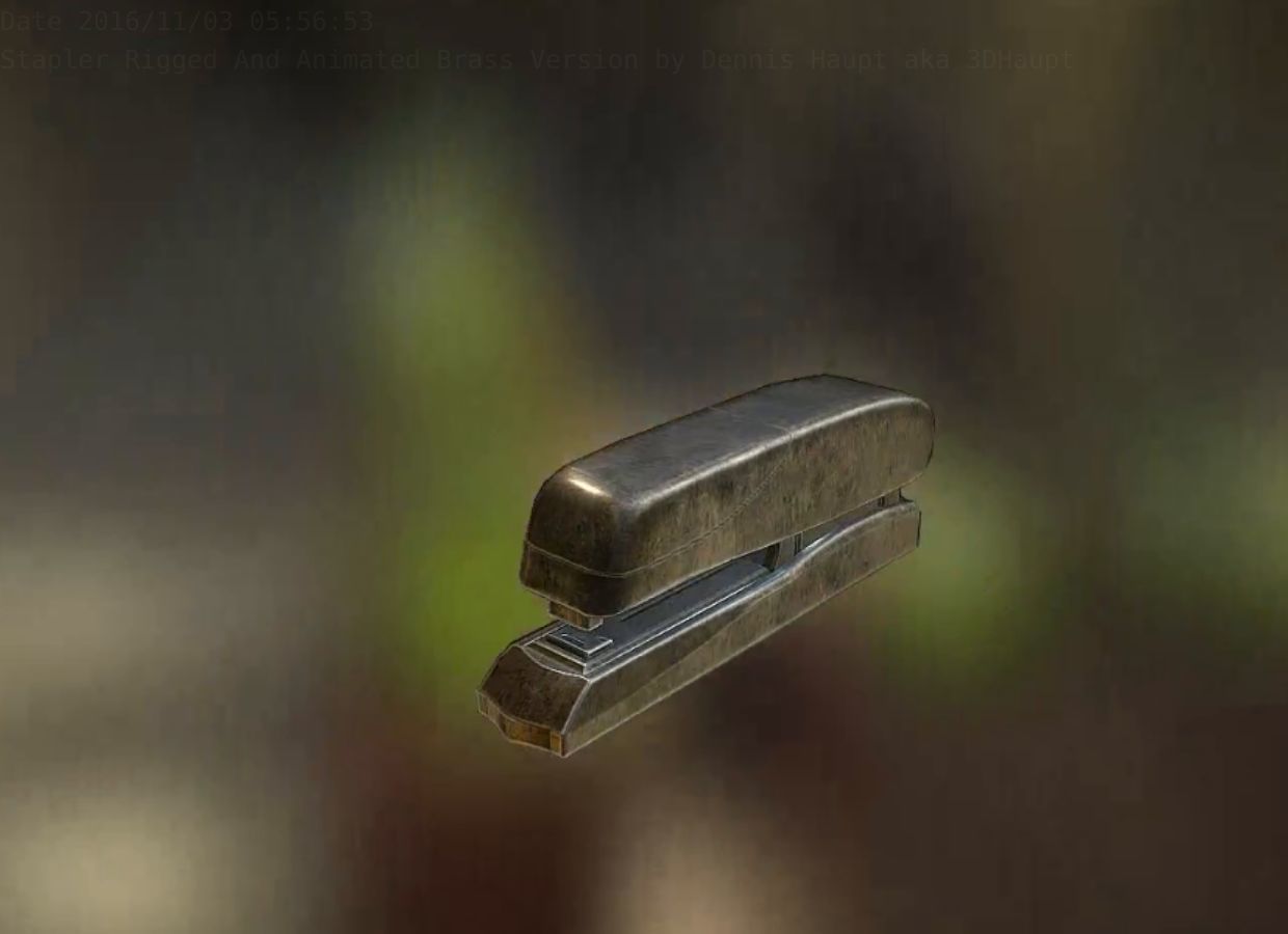 Stapler Rigged And Animated Brass Version Low-poly 3D model_68