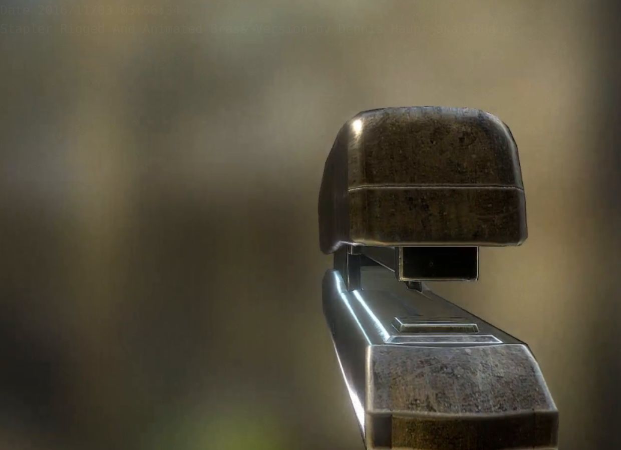 Stapler Rigged And Animated Brass Version Low-poly 3D model_8