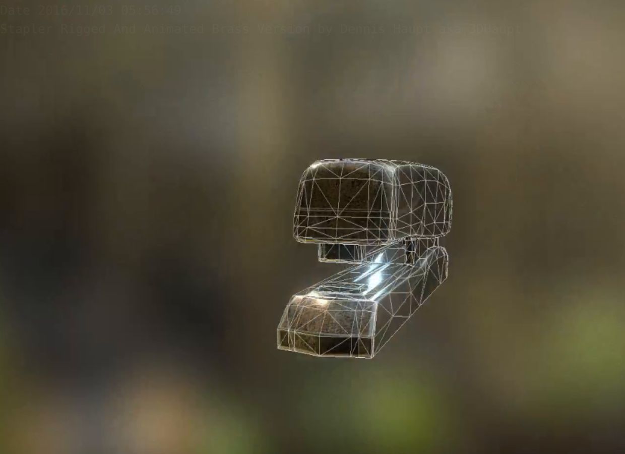 Stapler Rigged And Animated Brass Version Low-poly 3D model_50