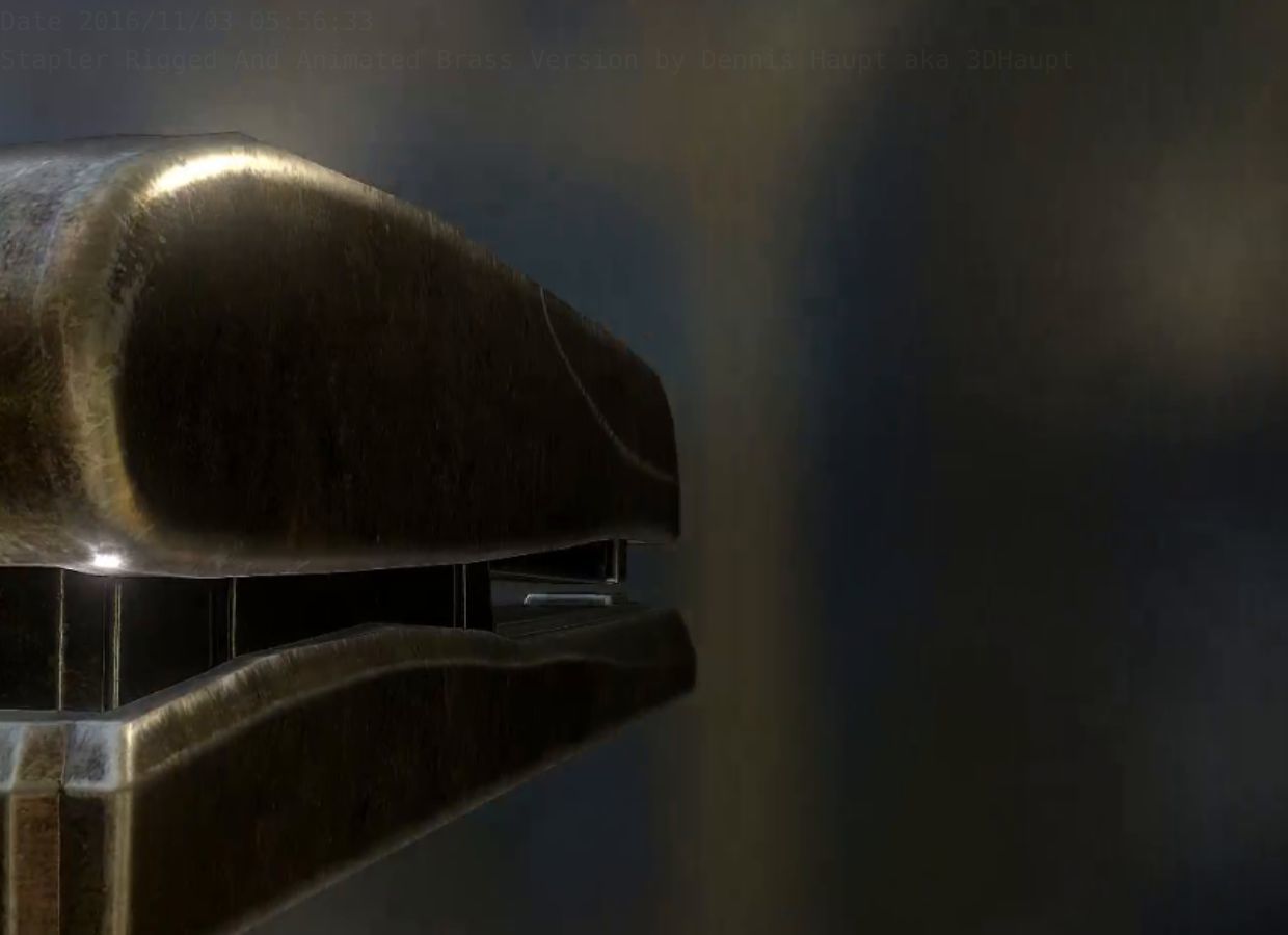 Stapler Rigged And Animated Brass Version Low-poly 3D model_45