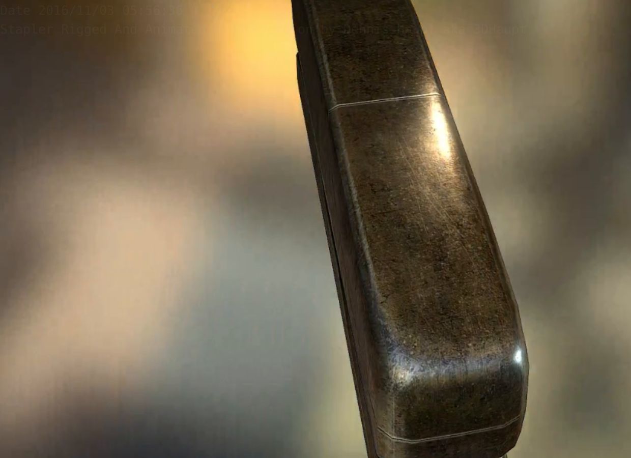 Stapler Rigged And Animated Brass Version Low-poly 3D model_18