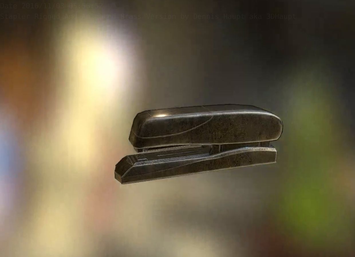Stapler Rigged And Animated Brass Version Low-poly 3D model_62