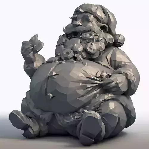 Santa Eating Cookies Low Poly