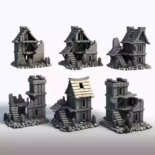 Ruined Houses Collection 6 Abandoned Building 