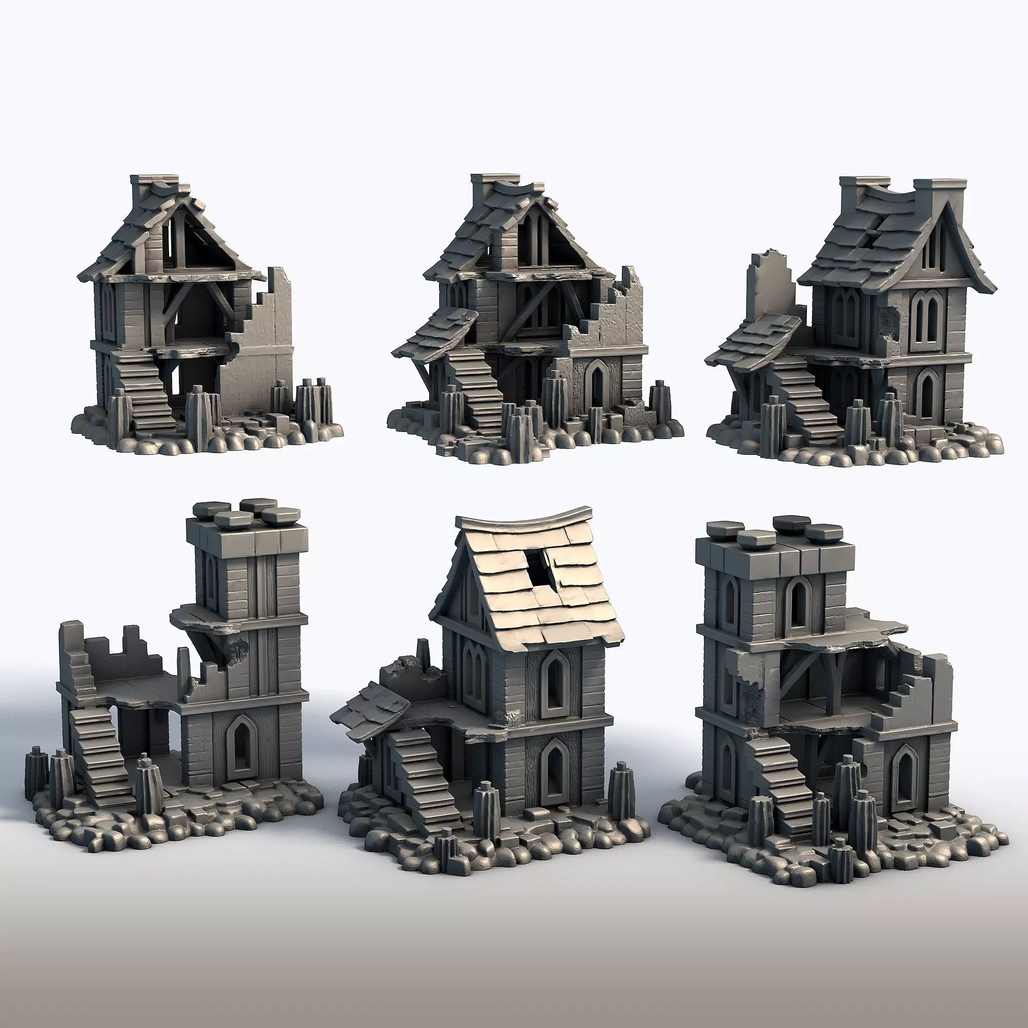 Ruined Houses Collection 6 Abandoned Building 3D model