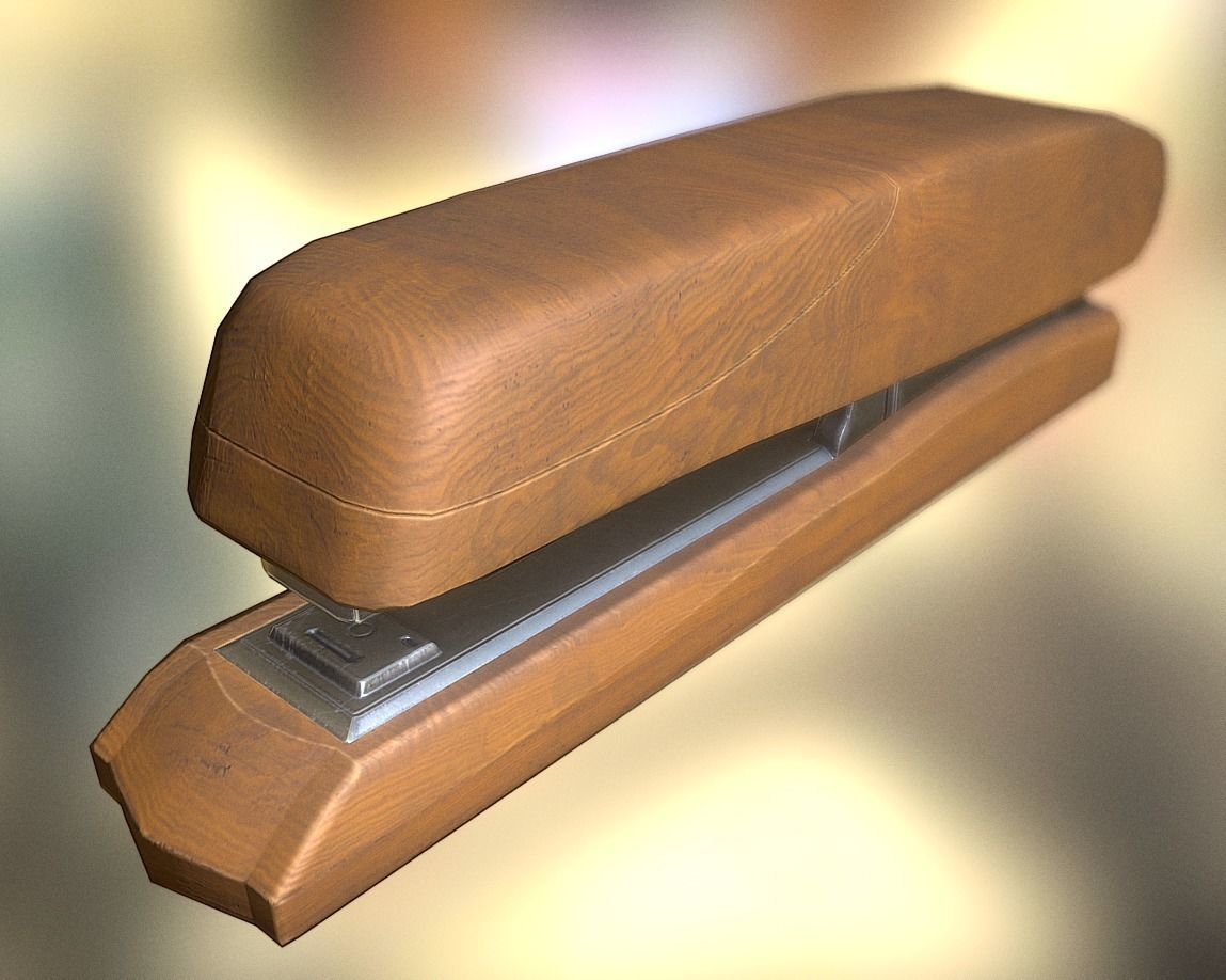 Stapler Rigged And Animated Wood Version Low-poly 3D model