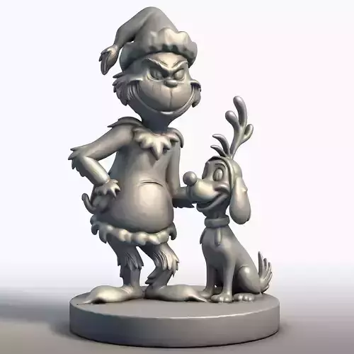 Grinch and Dog 3D Model Christmas Character Set